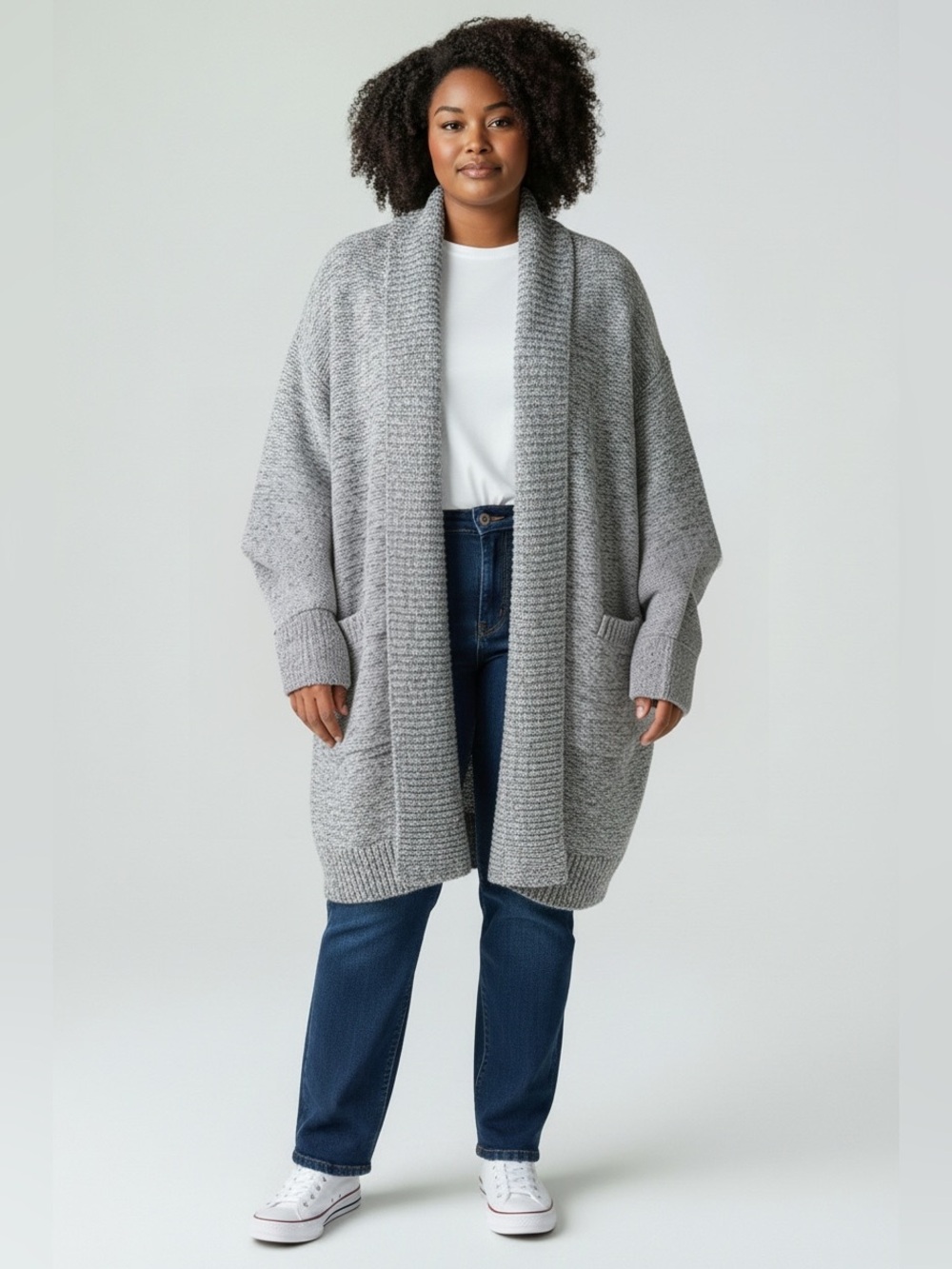 Sideffects Cozy Gray Open-Front Sweater | NWT
